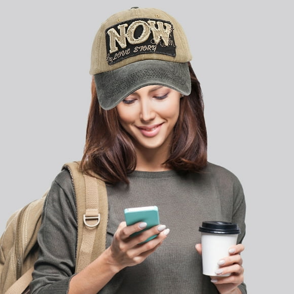 NOW LOVE STORY Vintage Washed Baseball Cap, 3D Embroidery Logo Custom Retro Hat with UPF Sun Protection for Outdoor Sports, Couple Travel and Casual Fashion