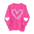 thumbnail image 4 of WHLBF Tops for Women Long Sleeved Round Neck Hearted Printed Sweatshirts Hot Pink M, 4 of 9