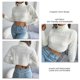 thumbnail image 5 of Suéter de punto corto de manga larga con cuello alto para mujer, suéter informal de otoño e invierno para oficina, trabajo, citas en casa, 5 of 6