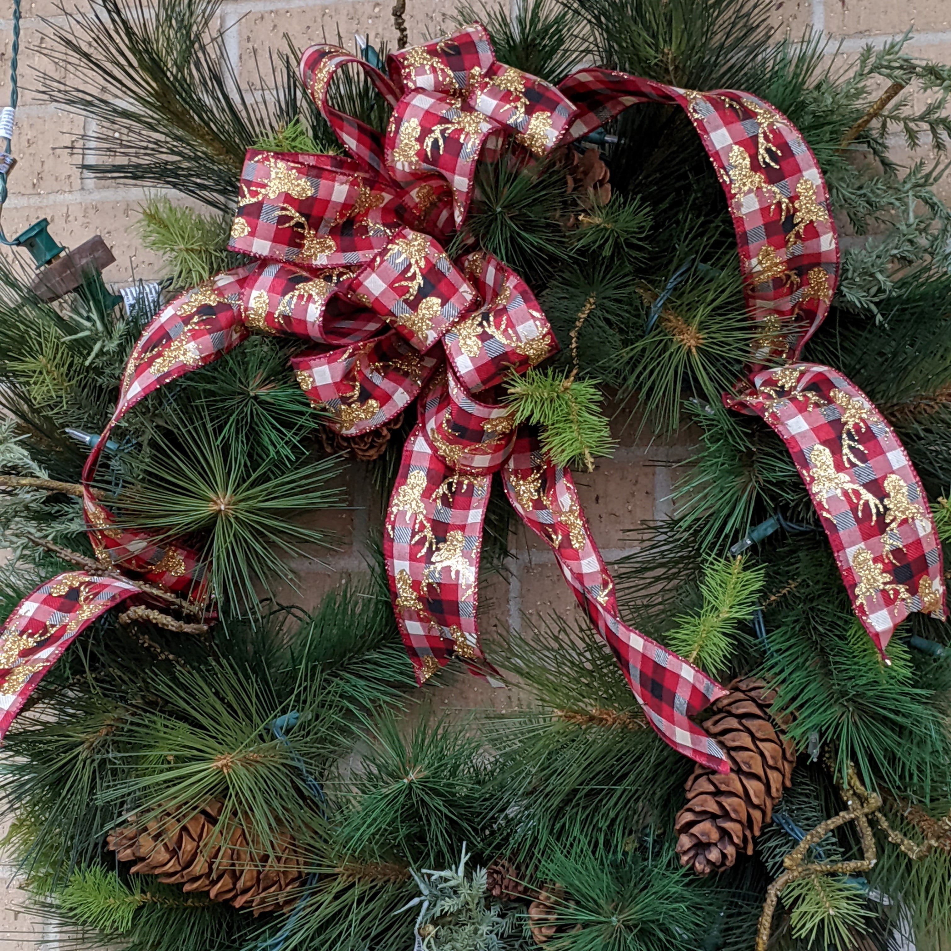 Ribbon Traditions Buffalo Plaid Christmas Trees Wired Ribbon 2 1/2" By 10 Yards