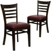 Flash Furniture 2 Pk. HERCULES Series Ladder Back Walnut Wood Restaurant Chair - Burgundy Vinyl Seat