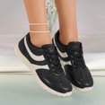thumbnail image 6 of IEMIEMIEM Women's Sneakers Striped Faux Leather Retro Low Top Breathable Mesh Lace Up Comfort Flat Casual Walking Trainers 6.5 wide, 6 of 8