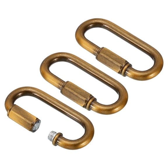 Uxcell 6mm Steel Chain Quick Links Screw Locking Chain Connector Ring Hook Clips 132 Lbs Gold Bronze 3 Pack