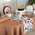 thumbnail image 6 of Table Runner 72 Inches Long for Kitchen Dining, Pink Blue Paw Print Dresser Scarf Farmhouse, Dining Table Decorations for Wedding/Parties, Vintage Farmhouse Rustic Wooden Grain 18 x 72 In, 6 of 9