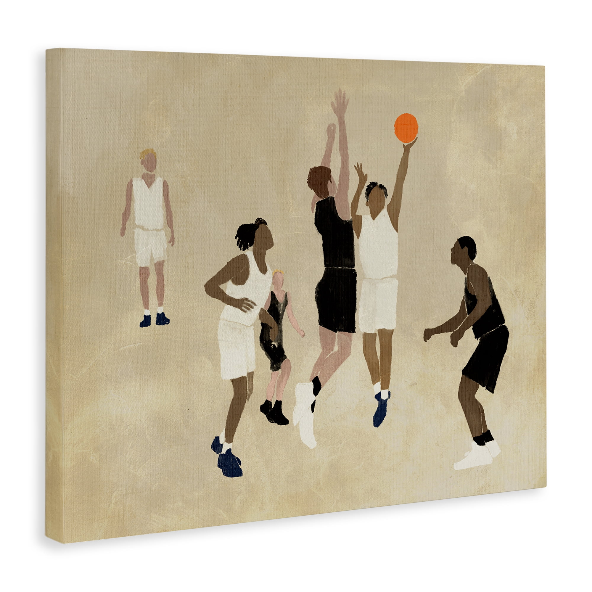 Stupell Industries Athletes Playing Basketball Sports Painting Wrapped Canvas Art Print Wall Art, 40 x 30
