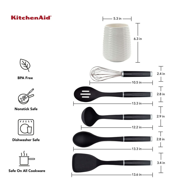  KitchenAid Tool and Gadget Set with Crock, 6-Piece, Black: Home  & Kitchen