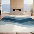 thumbnail image 2 of Design&I 2'x3' Ultra Soft Door Mat, Dusty Blue Charcoal Wavy Stripes Abstract Minimalist Ombre Design Fluffy Washable Easy Care Indoor rug for Bedside Entryway, 2 of 7