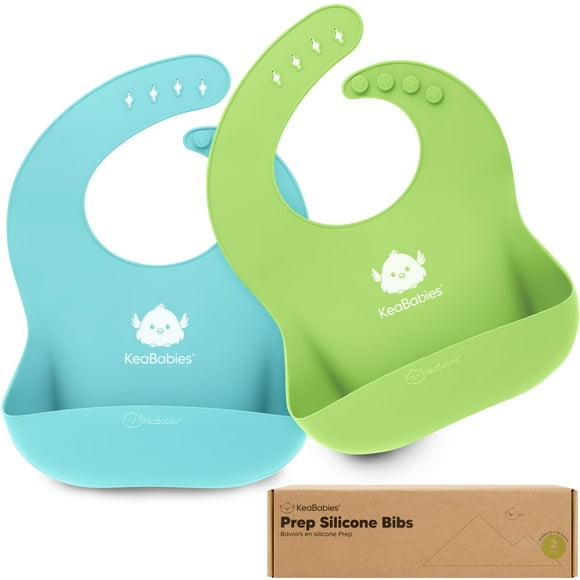 Recogedor de alimentos Baby Bibs KeaBabies, de silicona, impermeable, paquete de 2