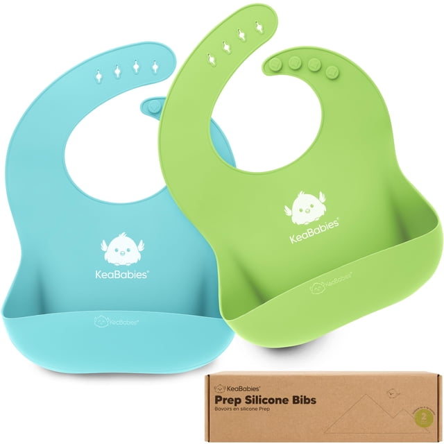 Recogedor de alimentos Baby Bibs KeaBabies, de silicona, impermeable, paquete de 2