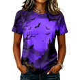 thumbnail image 2 of Halloween Shirts for Women Crewneck Short Sleeve Funny Castle Printed Tunic Tops Loose Halloween Costume, 2 of 7