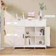 thumbnail image 3 of Modern Storage Cabinet Barn Door Buffet Cabinet with 3 Drawers and Adjustable Shelf,for Kitchen/Living Room/Bathroom/Coffee Bar,Beige, 3 of 12