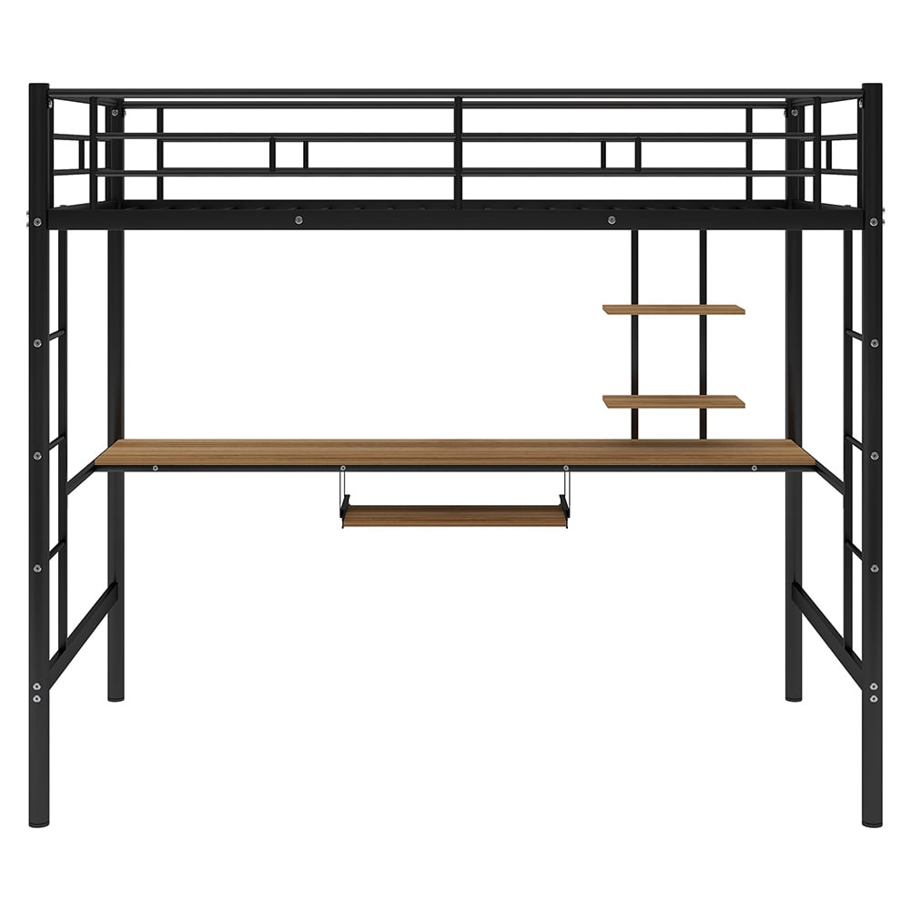 Kadyn Loft Bed with Desk and Shelf , Metal Bed Space Saving Design,Twin Kadyn Loft Bed with Desk and Shelf , Metal Bed Space Saving Design,Twin