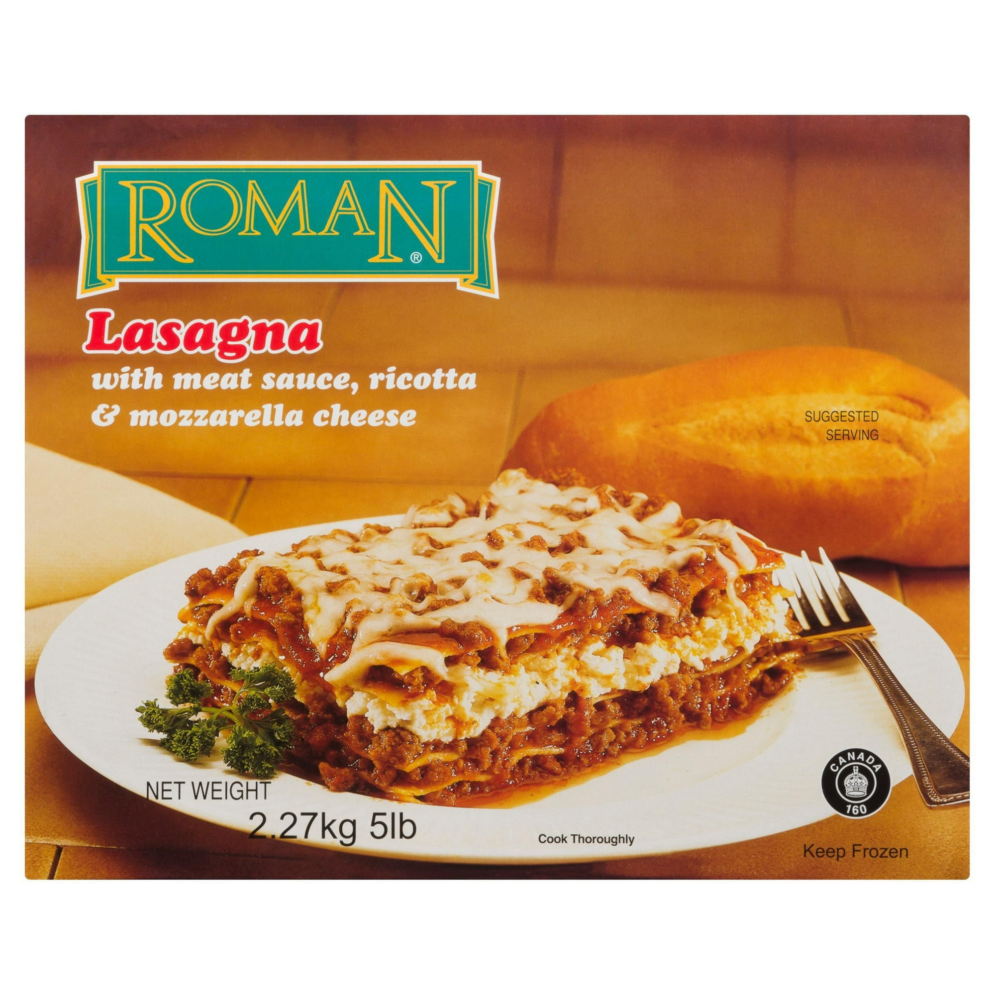 Fromage mozzarella Lasagne avec ricotta et sauce à la viande de Roman 2,27 kg