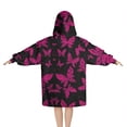 thumbnail image 2 of Black Pink Butterfly Pattern Blanket Hoodies for Kids 6-13YR Oversize Wearable Blanket Hoodies for Boys Girls Teens, 2 of 7