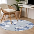thumbnail image 4 of Round Rugs 3Ft, Blue White Floral Round Area Rug Washable Indoor Throw Carpet, Spring Botanical Leaves Farmhouse Small Non Slip Circle Rug for Bedroom Living Room Home Decor Aesthetic, 4 of 8
