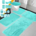 thumbnail image 1 of Set de alfombras de baño de 5 piezas de colores mixtos | Tapetes de baño gruesos de terciopelo forro polar | Absorbente antideslizante de agua | Alfombrillas de inodoro lavables | Soft Modern Long, 1 of 7
