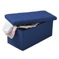 thumbnail image 1 of Baúl Plegable De Almacenamiento Tipo Taburete Con Asiento Acolchonado En Color Azul, 1 of 6