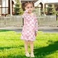 thumbnail image 5 of long-sleeved dress Cartoon Animal Plaid Pink A-line dress with ribbed cuffs Soft and comfortable, 5 of 6