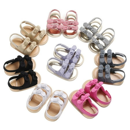 

AmShibel Newborn Baby Girls Bow-knot Sandal Soft Sole Floral Crib Shoes Infant Toddler Summer Flat Sole Anti-slip Shoes