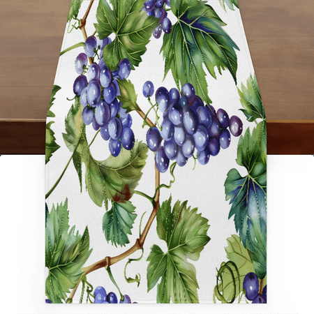 

Qzaxky Table Runner Boho Table Runner Fresh Grapes Bohemian Boho Outdoor Table Runner Decoration for Indoor Outdoor Home Dinner Party Wedding Decor 13 x 48 Inch