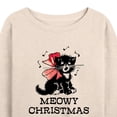 thumbnail image 3 of Instant Message - Christmas - Vintage Meowy Christmas Kitty - Women's Lightweight French Terry Long Sleeve Shirt, 3 of 6