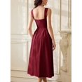 thumbnail image 7 of Burgundy Fit & Flare Midi Dress With Sweetheart Neckline And Corset Bodice, 7 of 7