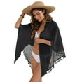 thumbnail image 4 of Women Beach Sarongs Sheer Mesh Swimsuit Cover Up, Bikini Wrap Skirt Swimwear Bathing Suits, Black, 4 of 4