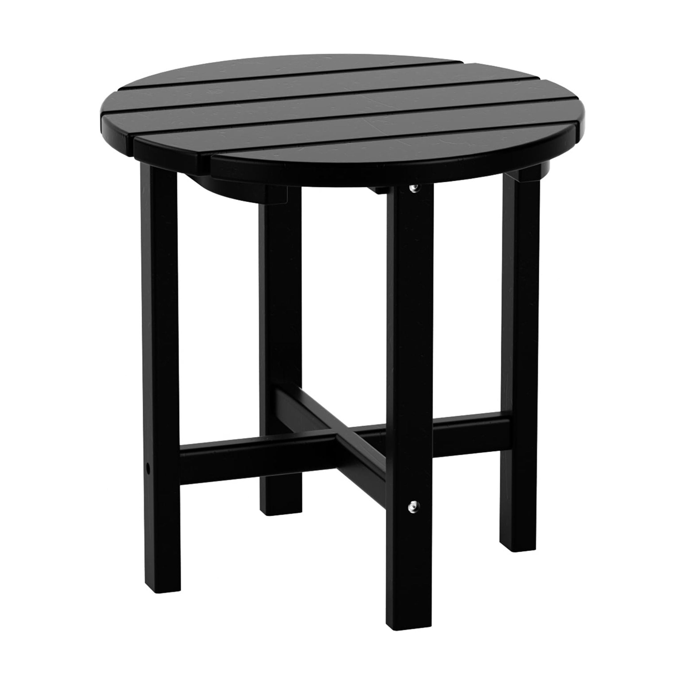 WestinTrends Dylan Adirondack Chair with Side Table, All Weather Poly Lumber Outdoor Seating Patio Conversation Bistro Set, Seashell Curved Slat Backrest, Black