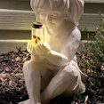 thumbnail image 5 of Estatuas grandes para niños de jardín, tarro de luciérnaga iluminado con energía solar, decoración artística para jardín de niñas, regalos de adorno para interiores y exteriores, 7,5 pulgada, 5 of 5
