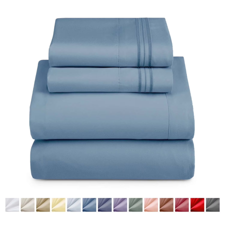 Nestl Brand WM-NB-1803LN-SK-Stnblu 4 PieceLuxury Soft Microfiber Bed Sheet Sets, Stone Blue, Split King