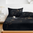 thumbnail image 6 of Queen Size Fitted Sheet Set - Dried Floral 3 Piece Bedding Sets 16" Deep Pocket Fitted Sheet with 2 Pillowcases, Black Abstract Full Moon Vintage Rustic Flower Brushed Microfiber Hotel Bed Sheets, 6 of 9