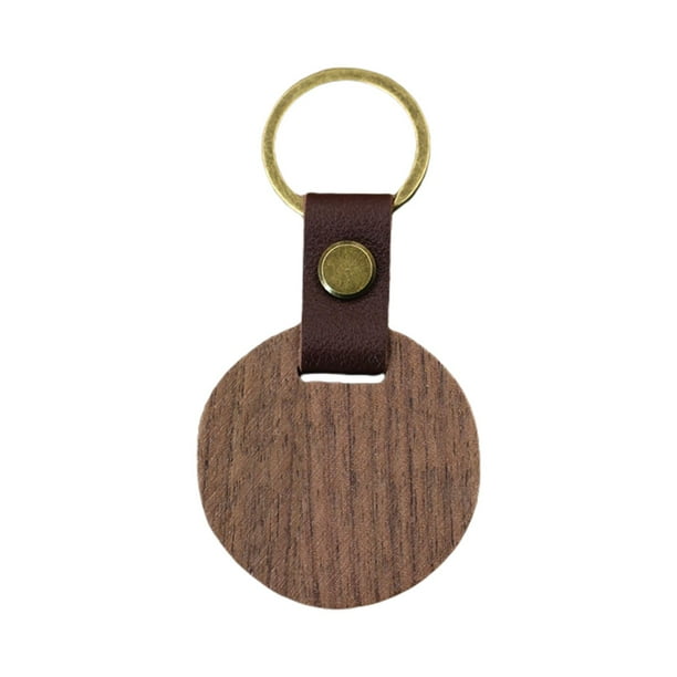 Llavero de madera redondo creativo con forma de llave de coche vintage Nogal negro