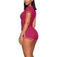 thumbnail image 3 of Maqroz Women 2 Piece Outfits Sets Summer Short Sleeve Crew Neck Cropped Top and Shorts Set Drawsting Elastic Waist Casual Vacation Travel 2026 Pink XL, 3 of 6