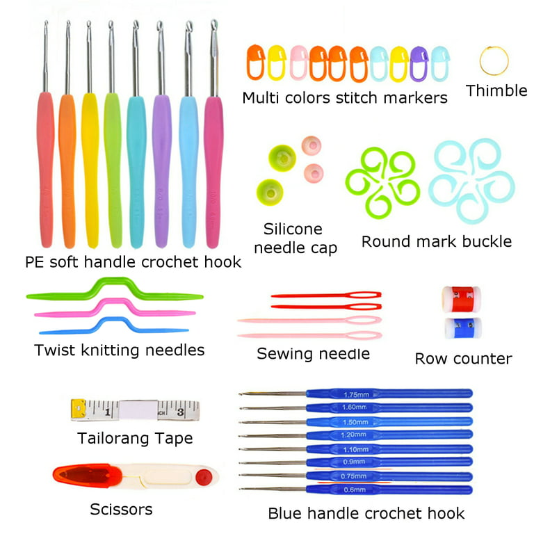 53PCS Crochet Hooks Set Stainless Steel Handmade Needles Stitches Sewing  Knitting Accessories DIY Stitch Markers Kit for Crocheting-Yarn Needle,  Christmas Gift for Mom, Grandma, Girls,Beginners 