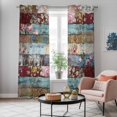 thumbnail image 5 of Vintage Flower Kitchen Curtains 84 Inch Length, Retro Botanical Floral Wooden Grommet Top Bedroom Living Room Curtains, Light Filtering Cafe Curtain Drapes 2 Panels Set 84''x84'', 5 of 9