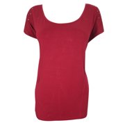 Mogul Womens T Shirt Sexy Red Cotton Top Blouse