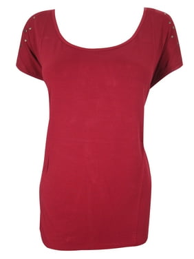 Mogul Womens T Shirt Sexy Red Cotton Top Blouse