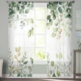thumbnail image 2 of Eucalyptus Sheer Curtains 84 Inches Long 2 Panels Set, Window Sheer Curtains for Living Room/Bedroom, Sage Green Brown Leaf Boho Minimalist White Light Filtering Rod Pocket Curtain 52'' x 84'' x 2, 2 of 7