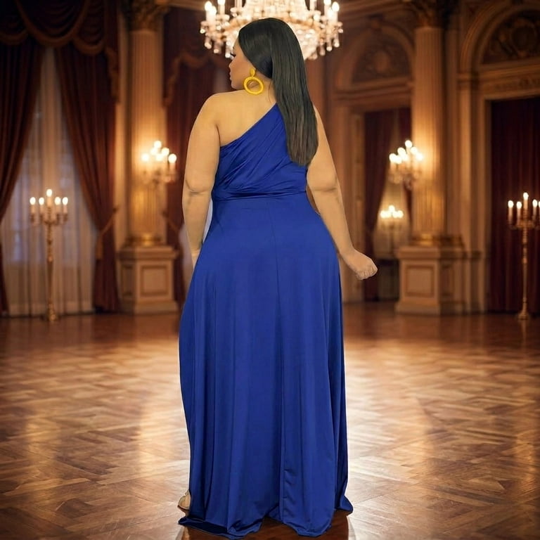 Women's Plus Size One Shoulder Maxi Dress