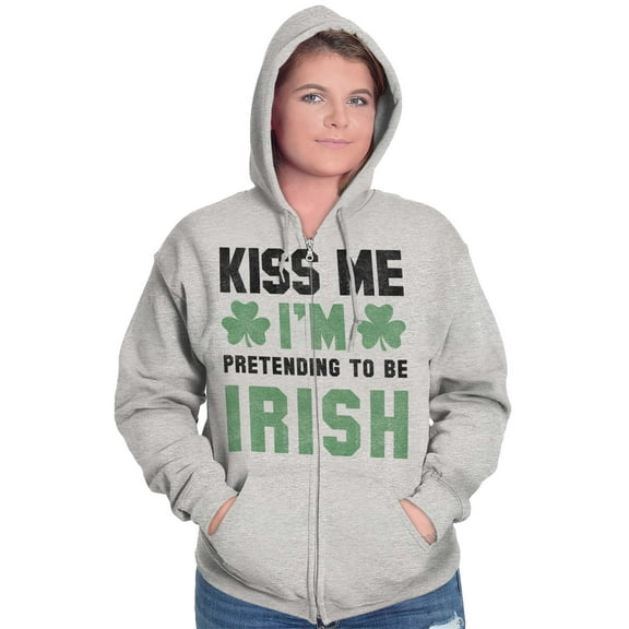 Funny Kiss Me I'm Irish St Patricks Zip Up Hoodie Men's Women's Brisco Brands S