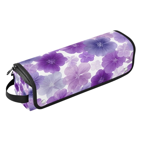 Curling Iron Storage Bag Hair Tools Travel Bag Heat Resistant and Portable Purple Flowers Pattern