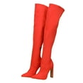 thumbnail image 5 of Dakaela Thigh High Over the Knee Boots for Women Sexy Stilettos High Heels Stretch Suede Long Tall Boot, 5 of 7