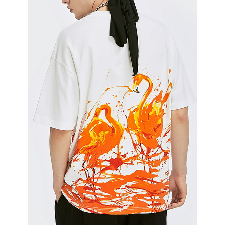 Niepce Inc Urban Fire Flames Flamingo Graphic Cotton T-shirt (Men's) Walmart.com