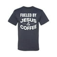 thumbnail image 2 of Fueled by Jesus and Coffee Funny Christian | Mens Inspirational/Christian Graphic T-Shirt, Vintage Heather Navy, Large, 2 of 3