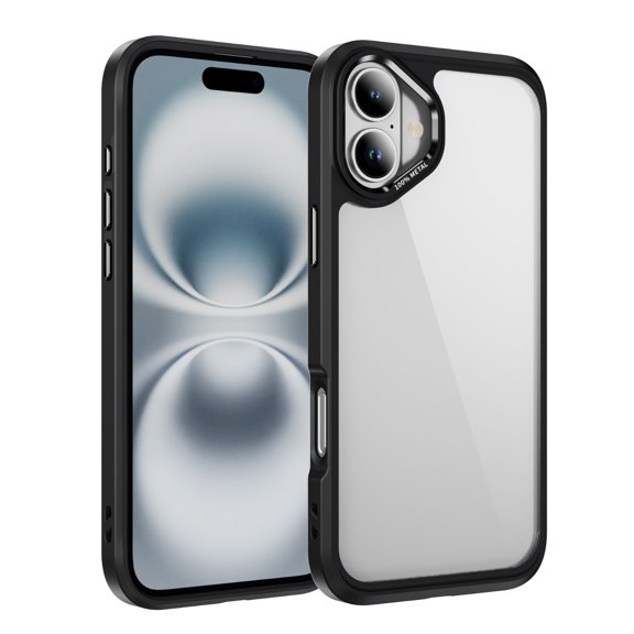 Compatible with iPhone 16 Plus Clear Phone Case,Drop Protection Anti-fall Rugged Heavy Duty Shockproof Military Protective Tough Durable Transparent Phone Case Cover,Black