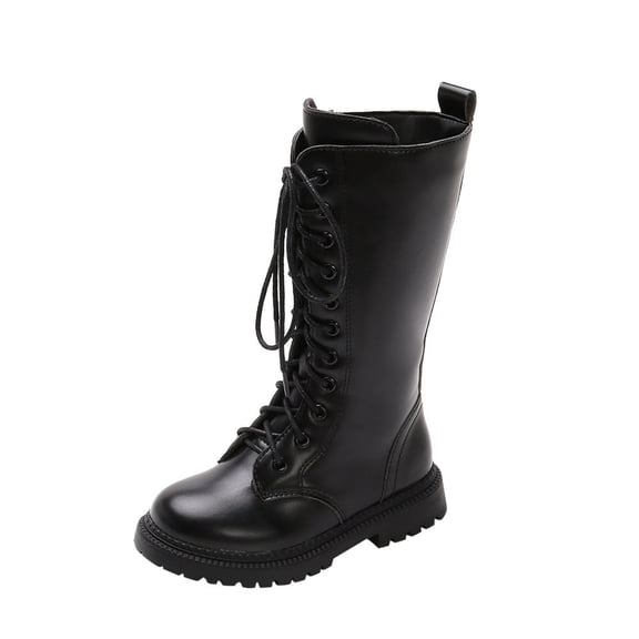Winter Saving Clearance! VERUGU Mid Calf Boots Fall Winter British Style Long Big Boys High Little Girls Leather Boots
