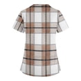 thumbnail image 5 of Garbnen Plaid Scrubs Top Short Sleeve V Neck Stretch Workwear Nursing Uniforms with Pocket Women's Shirts S-5XL, 5 of 5