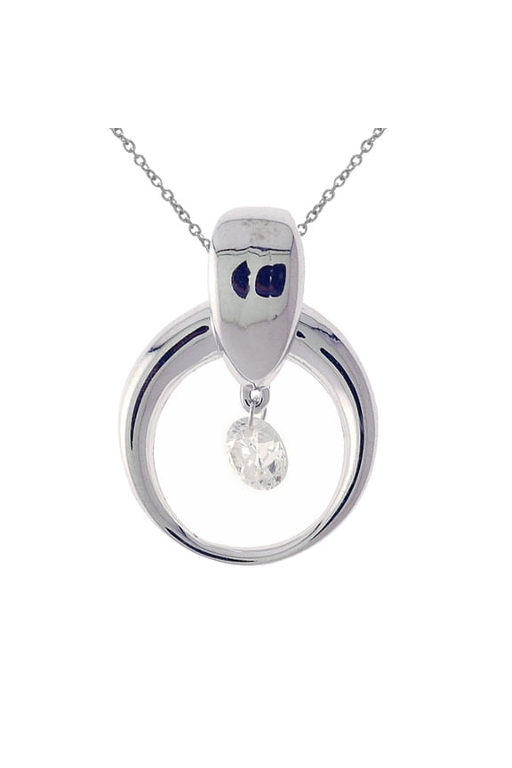 14K White Gold Dashing Diamonds Pendant with 18" Chain