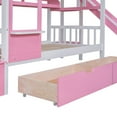 thumbnail image 3 of Kumix Twin over Twin Bunk Bed with Slide, Castle Style Bunk Bed with 2 Drawers 3 Shelves, Full Length Guardrail and Storage Staircase for Teens Adults, Wood Bunk Bed for Bedroom, Pink, 3 of 7