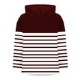 thumbnail image 3 of Women's Striped Hoodie Full Zipper Long Sleeve Sweatshirt Fall Fashion Top with Pocket Casual Comfortable Pullover Wine, 3 of 4